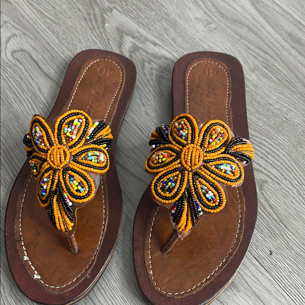 Beaded Floral Sandals